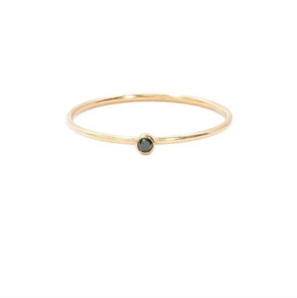 Dainty Black Cubic Zirconia Stacker Ring Goldfill - Picture 2 of 5